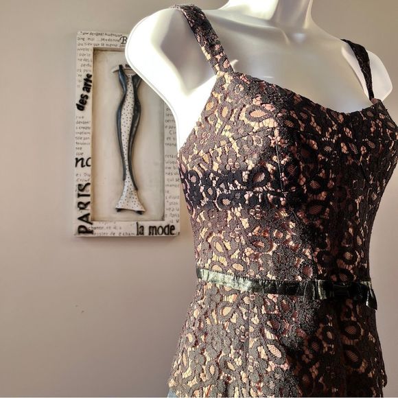 Vintage Y2K Nanette Lepore Black Lace Peplum Cami Top Size 6 - Picture 8 of 9